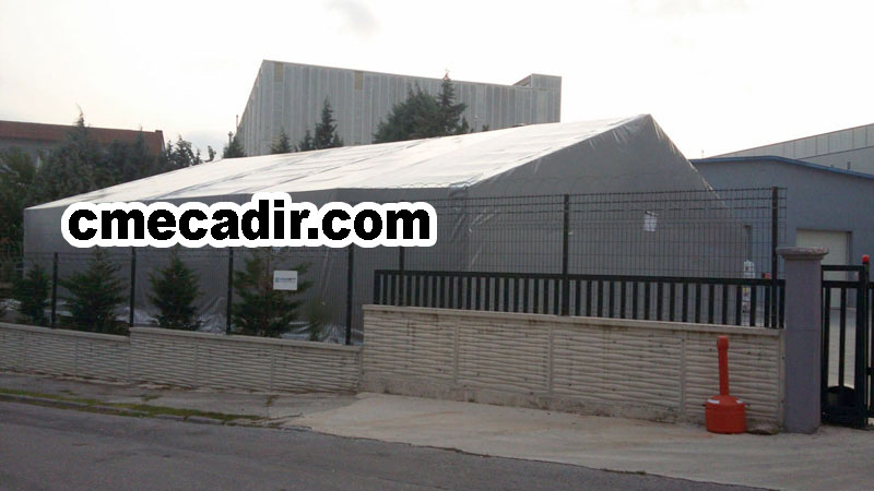 Gri renkte Çatılı Model Depo Çadırı